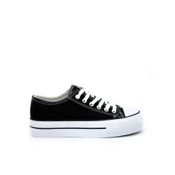 Zapatilla Cv Plataforma Polipiel Negra