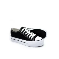 Zapatilla Cv Plataforma Polipiel Negra