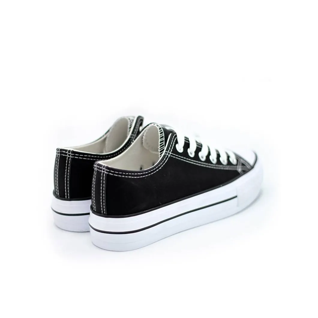 Zapatilla Cv Plataforma Polipiel Negra