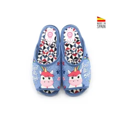 Zapatilla de casa azul unicornio