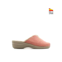 Zapatilla de casa cuña teja destalonada