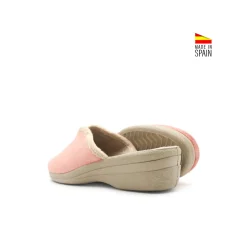 Zapatilla de casa cuña teja destalonada