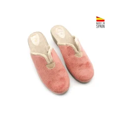 Zapatilla de casa cuña teja destalonada