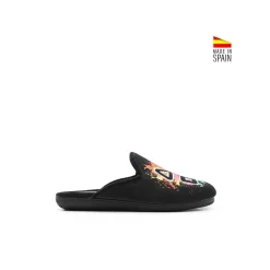 Zapatilla de casa negra destalonada gamer