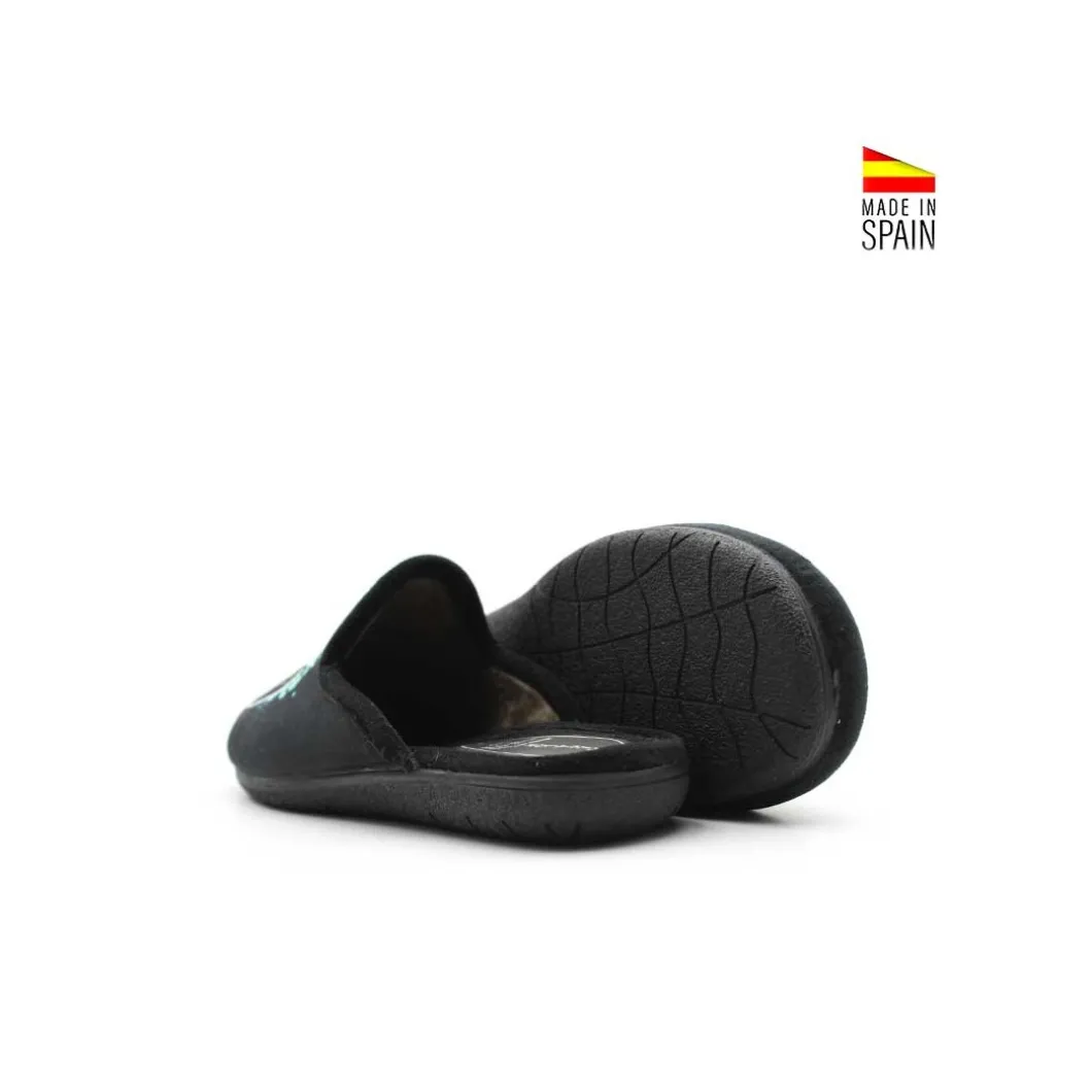 Zapatilla de casa negra destalonada gamer