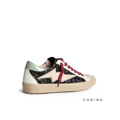 Zapatilla glitter rayo negra