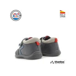 Zapatilla lavable de piel gris