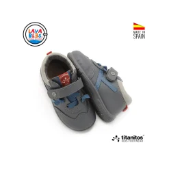 Zapatilla lavable de piel gris