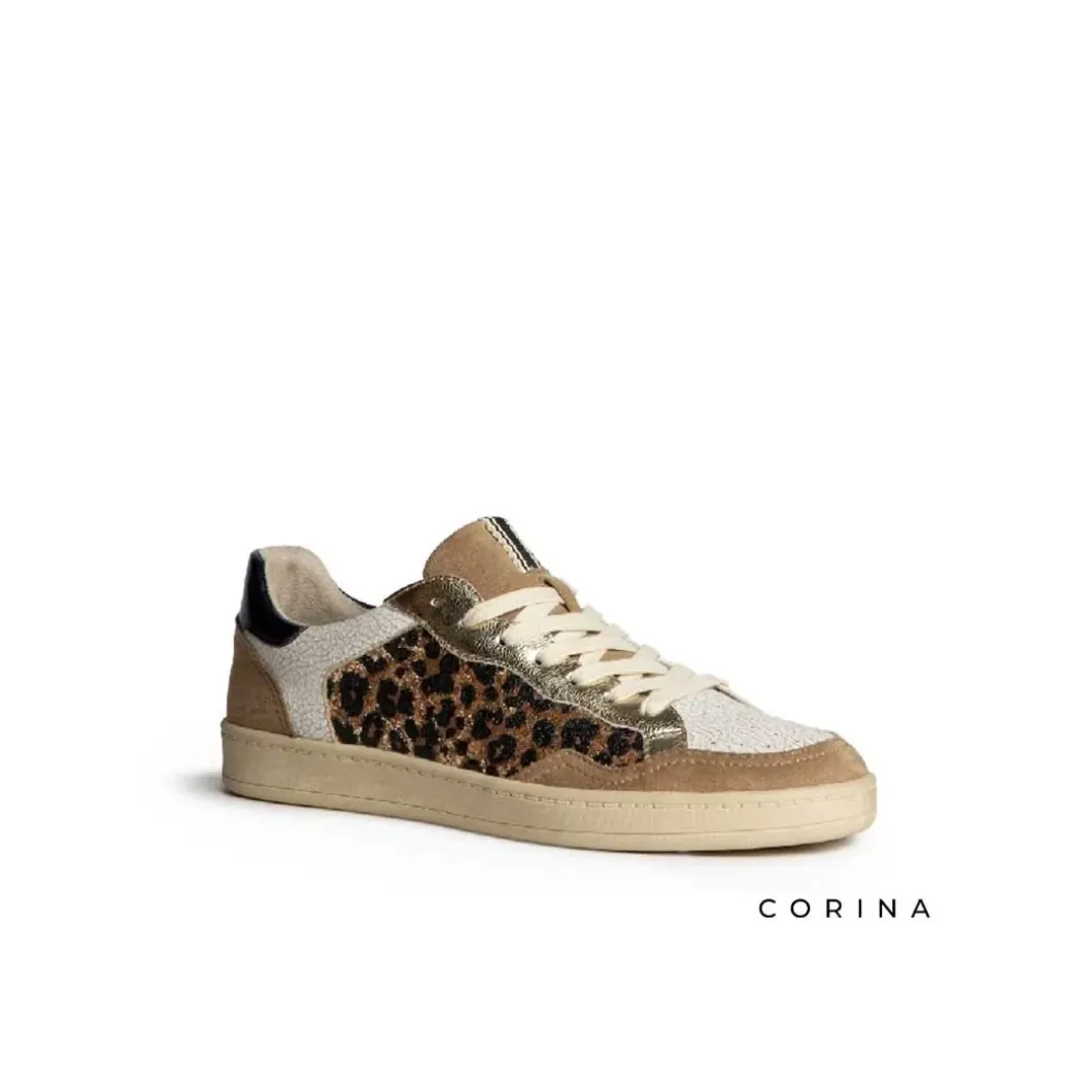 Zapatilla leopardo glitter oro