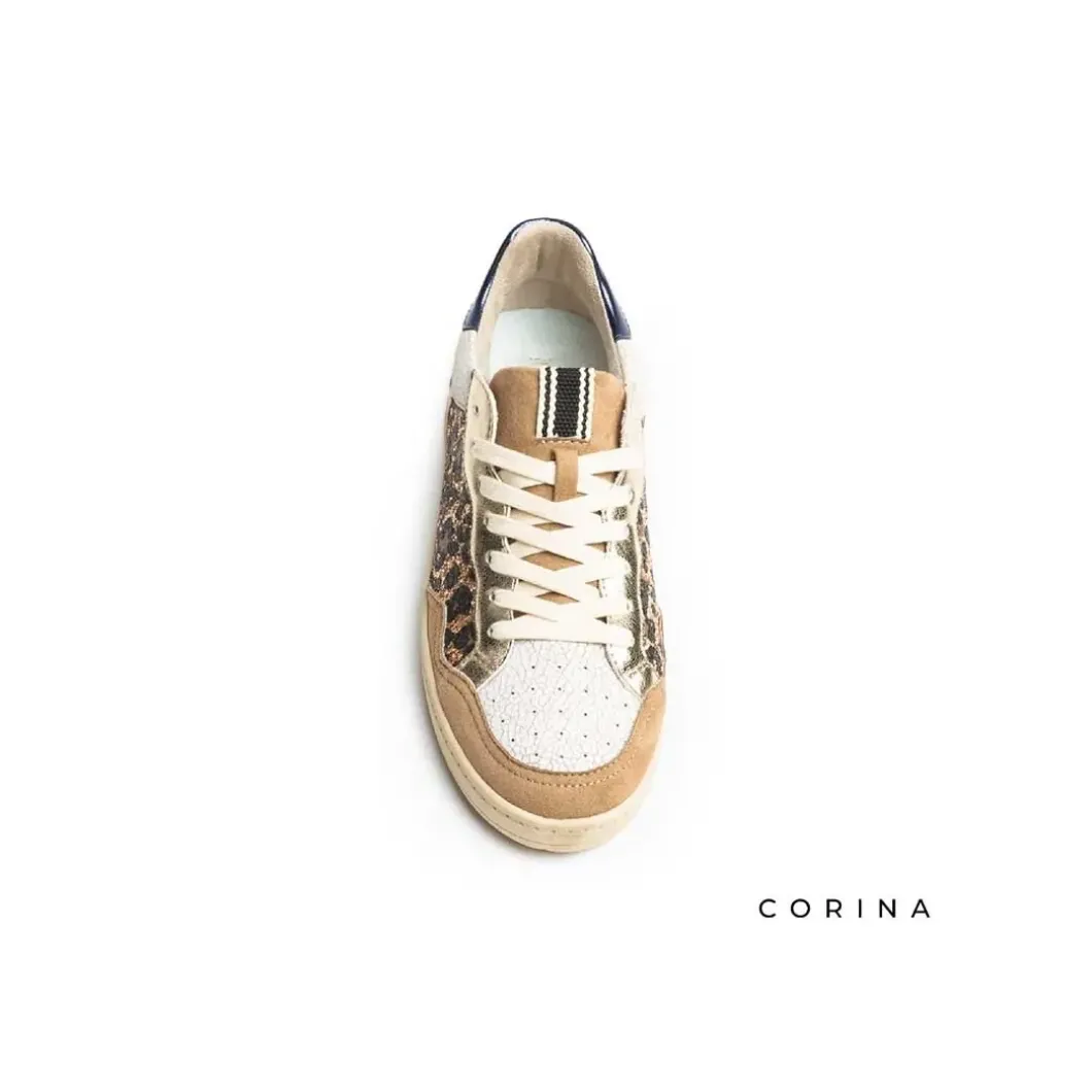 Zapatilla leopardo glitter oro