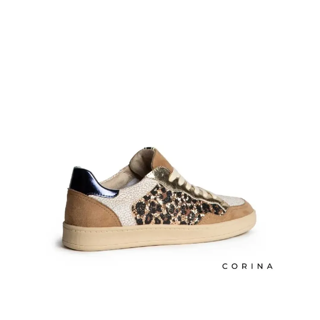 Zapatilla leopardo glitter oro