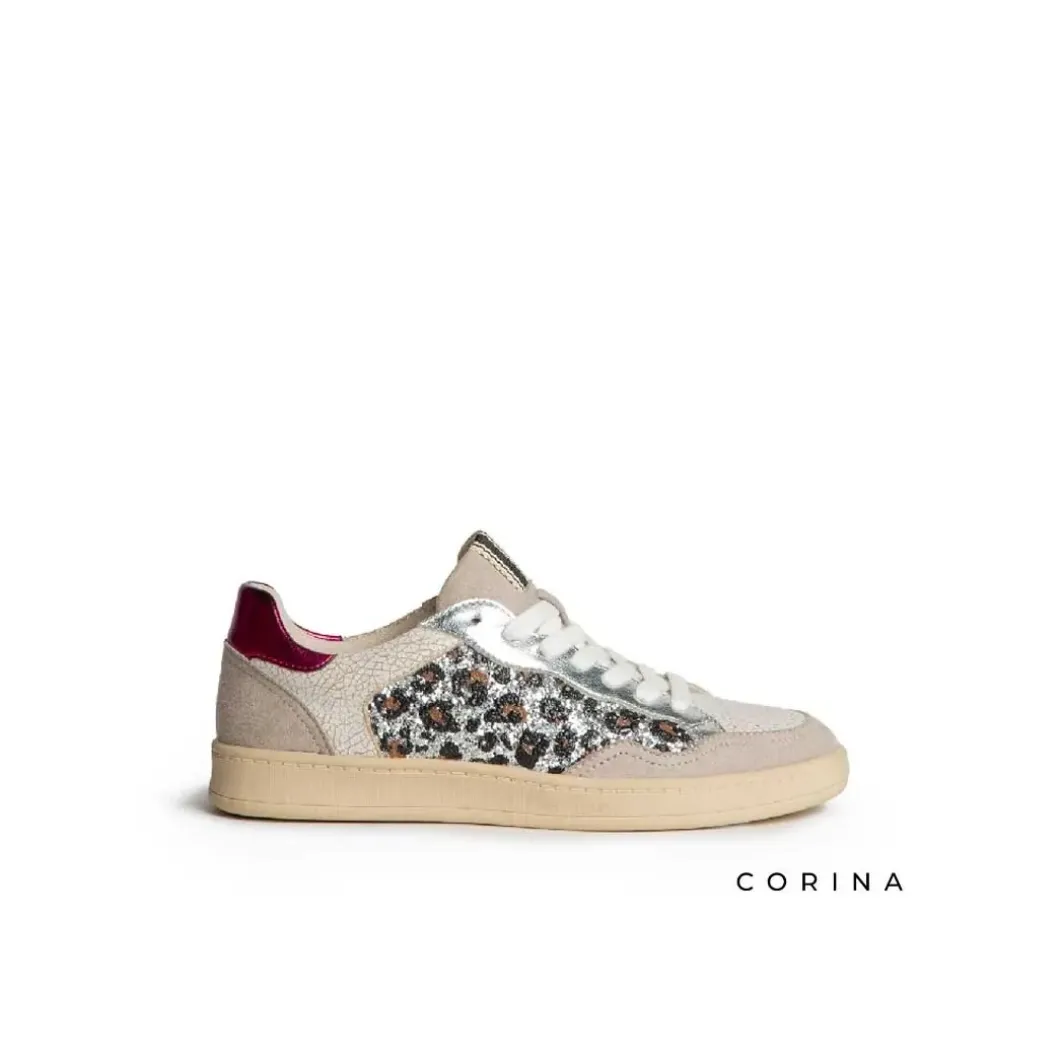 Zapatilla leopardo glitter plata