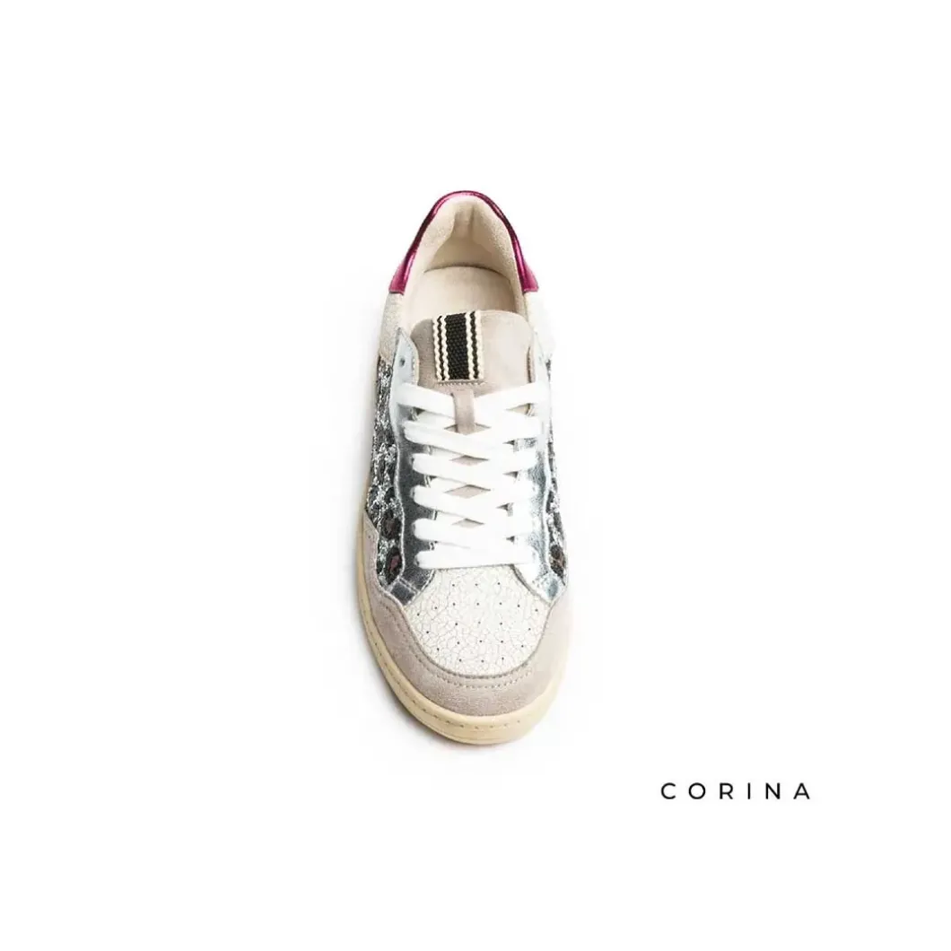 Zapatilla leopardo glitter plata