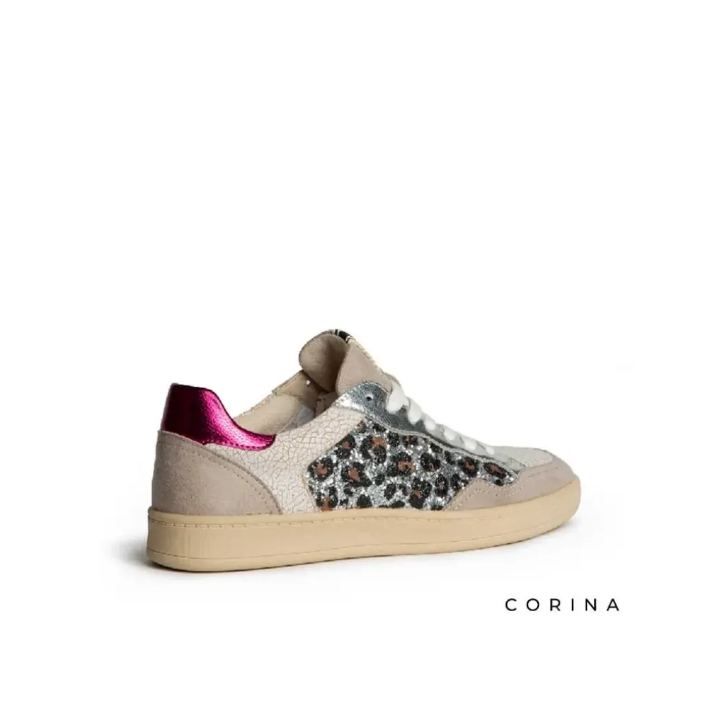 Zapatilla leopardo glitter plata