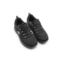 Zapatilla negra memory de cordón elástico