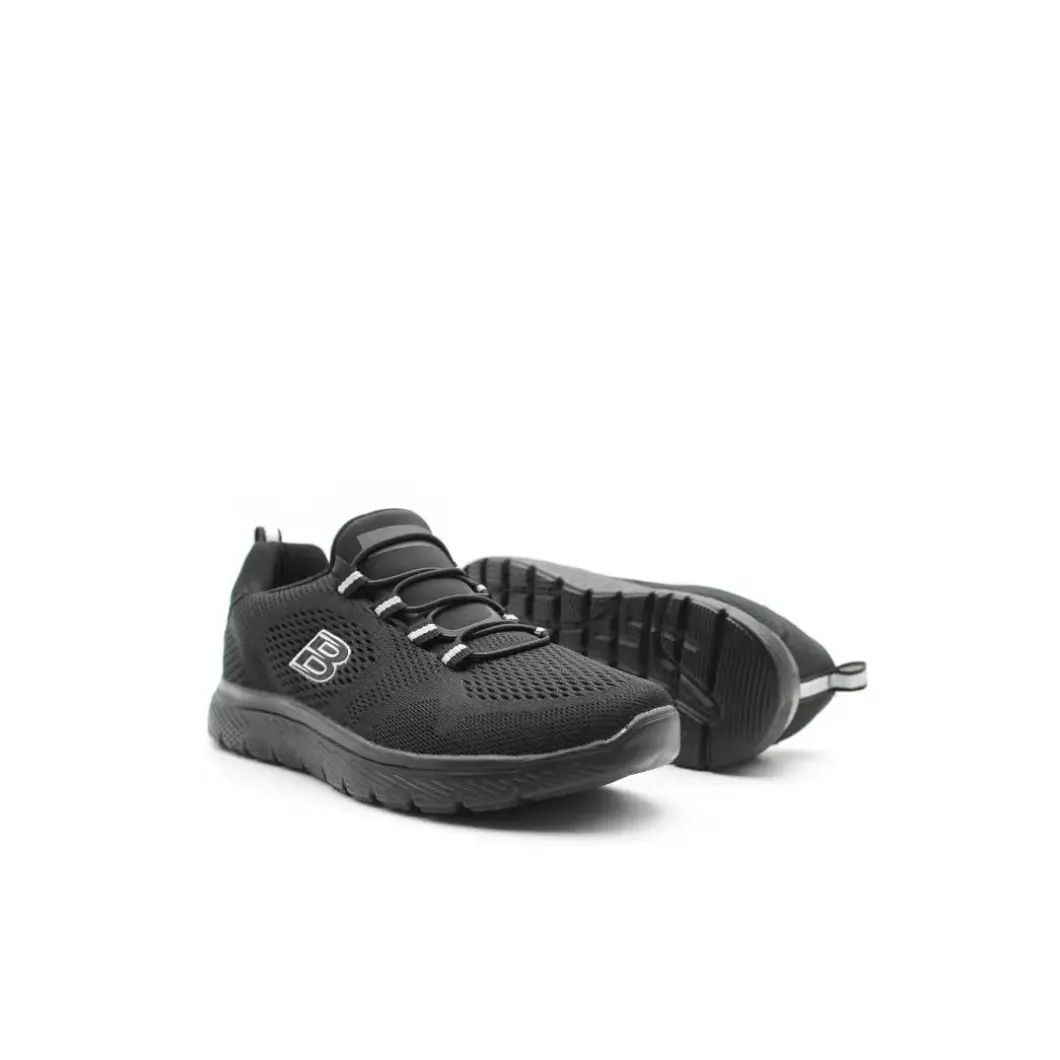 Zapatilla negra memory de cordón elástico