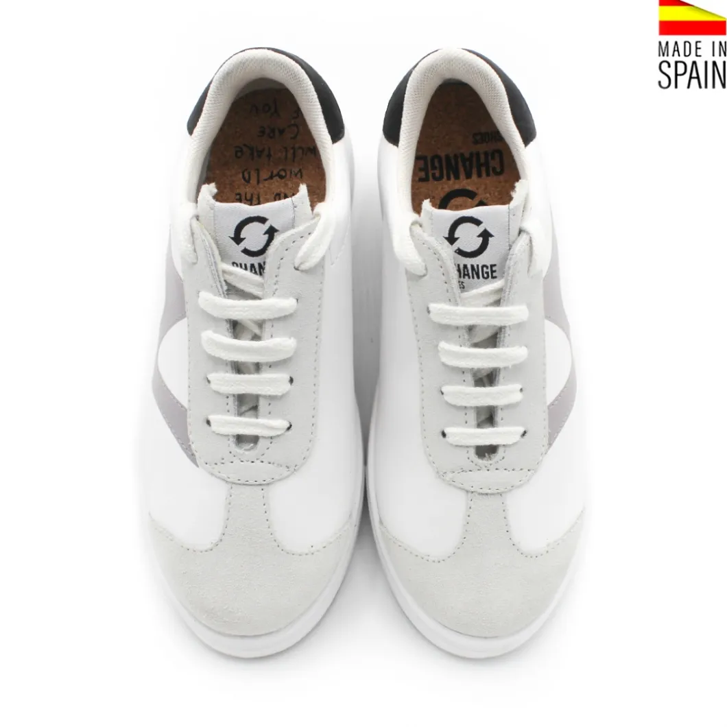 Zapatilla nomo piel gris