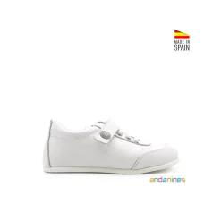Zapatilla piel blanca respetuosa Andanines