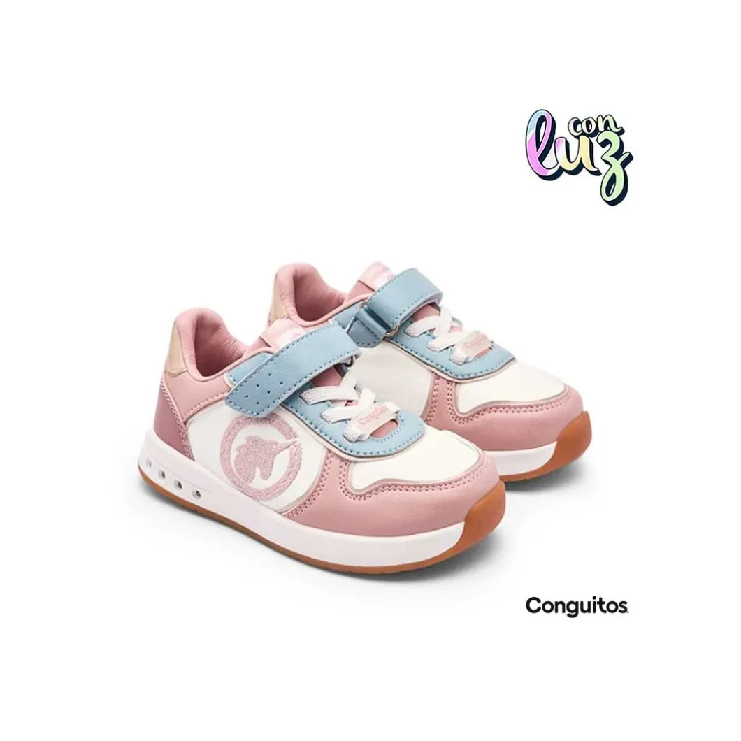 Zapatilla rosa luces Conguitos Goflex