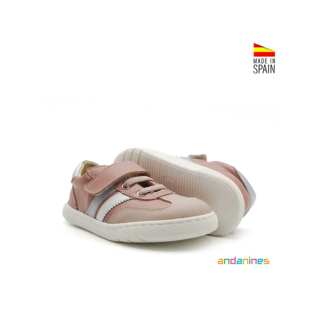Zapatilla rosa y plata barefoot