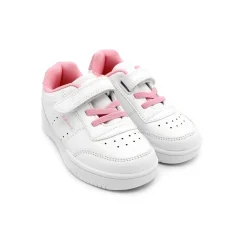 Zapatilla velcro blanco/rosa