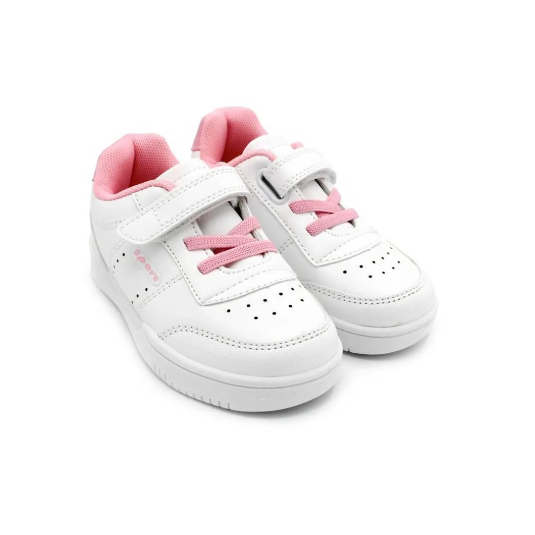 Zapatilla velcro blanco/rosa