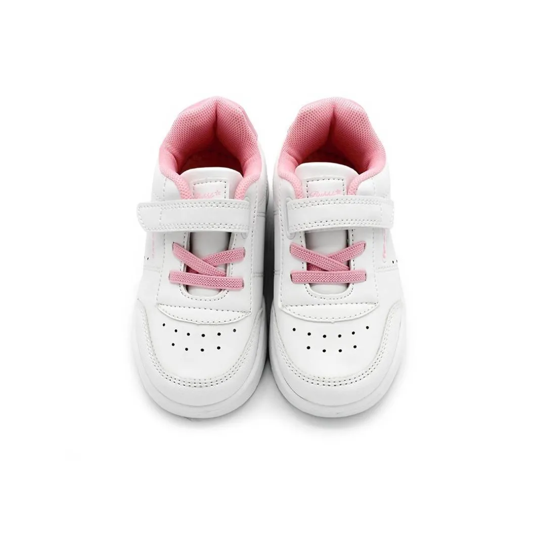Zapatilla velcro blanco/rosa