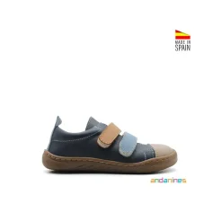 Zapatillas azul y camel barefoot Andanines