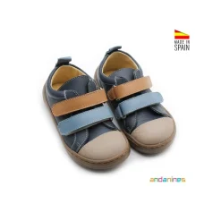 Zapatillas azul y camel barefoot Andanines