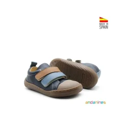 Zapatillas azul y camel barefoot Andanines