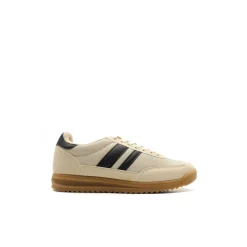 Zapatillas sneakers beige rayas laterales