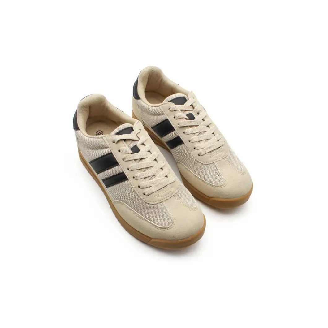 Zapatillas sneakers beige rayas laterales