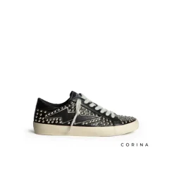 Zapatillas tachuelas efecto cuero negro