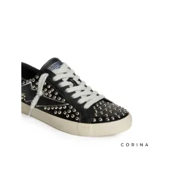 Zapatillas tachuelas efecto cuero negro
