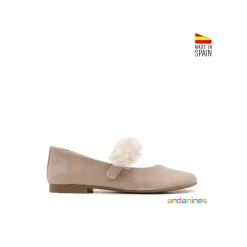 Zapato ante rosa empolvado con flores