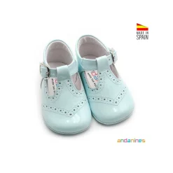 Zapato azul estilo pepito charol
