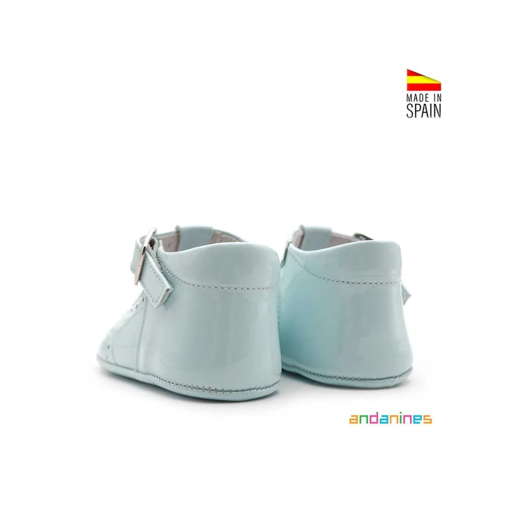 Zapato azul estilo pepito charol