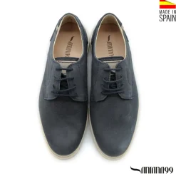 Zapato azul marino con cordones de piel nobuck