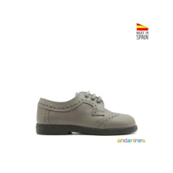 Zapato bebe blucher piel gris