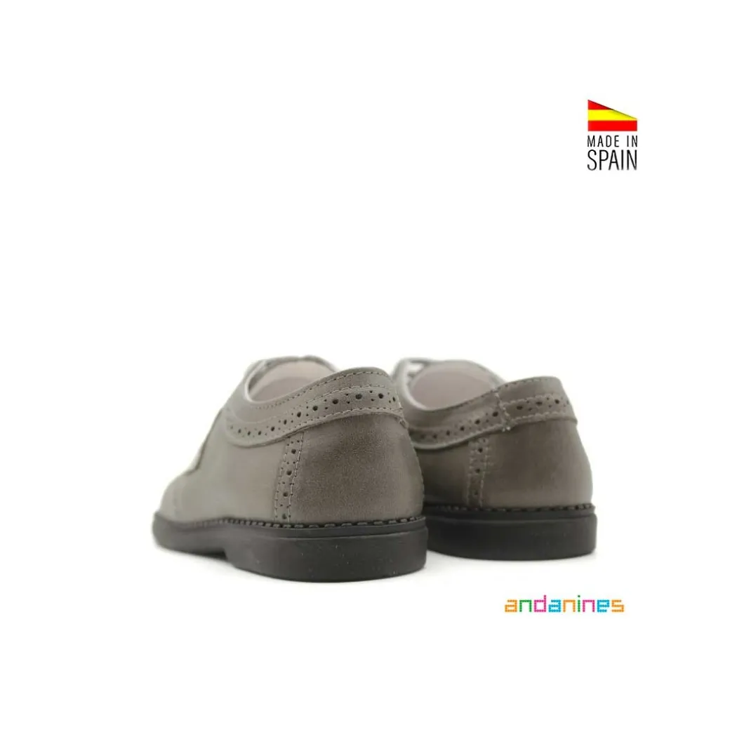 Zapato bebe blucher piel gris