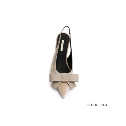 Zapato beige terciopelo tacón