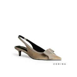 Zapato beige terciopelo tacón