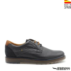 Zapato blucher de piel azul marino