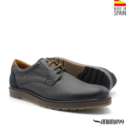 Zapato blucher de piel azul marino