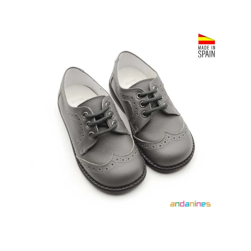Zapato blucher gris piel
