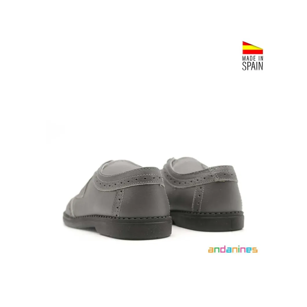 Zapato blucher gris piel