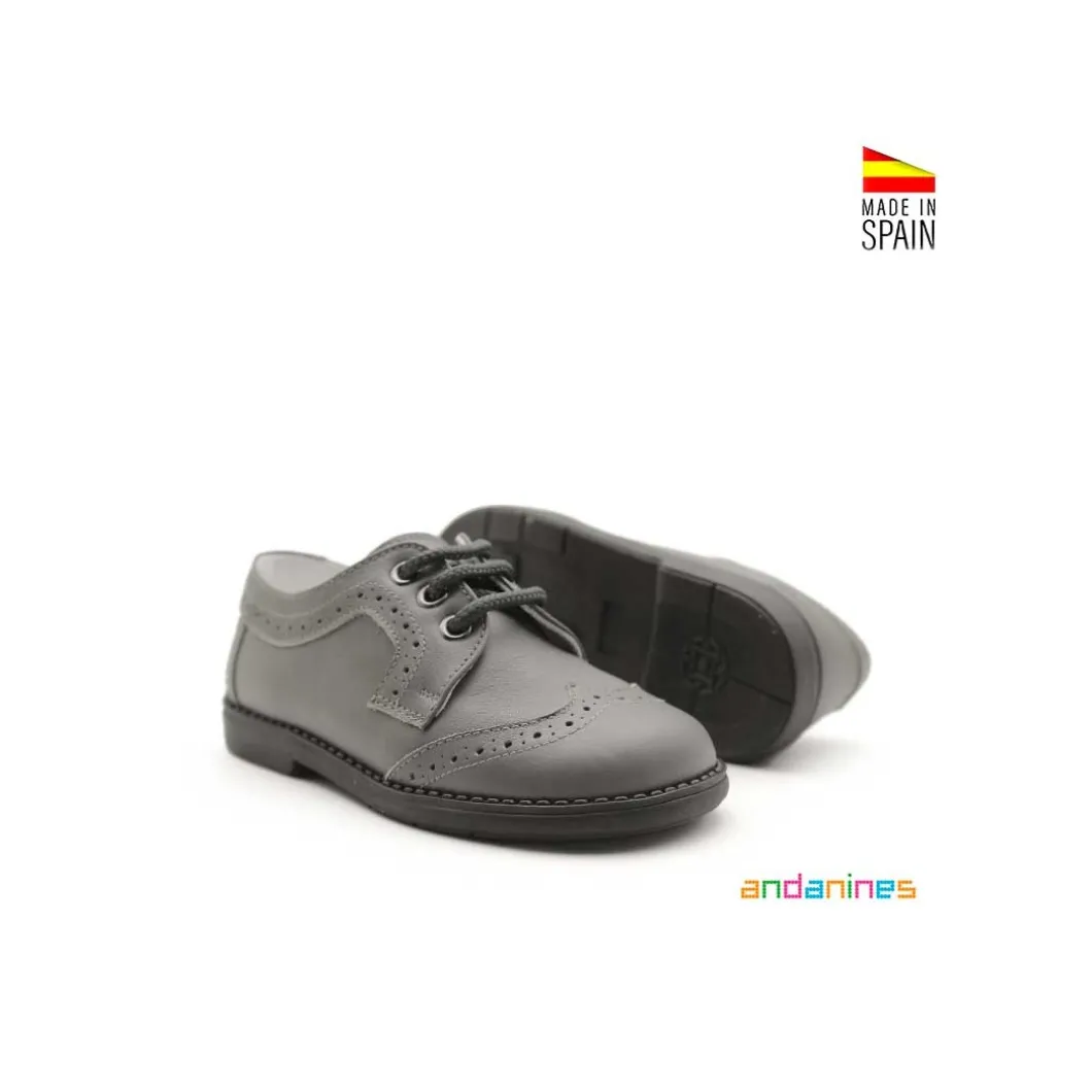 Zapato blucher gris piel