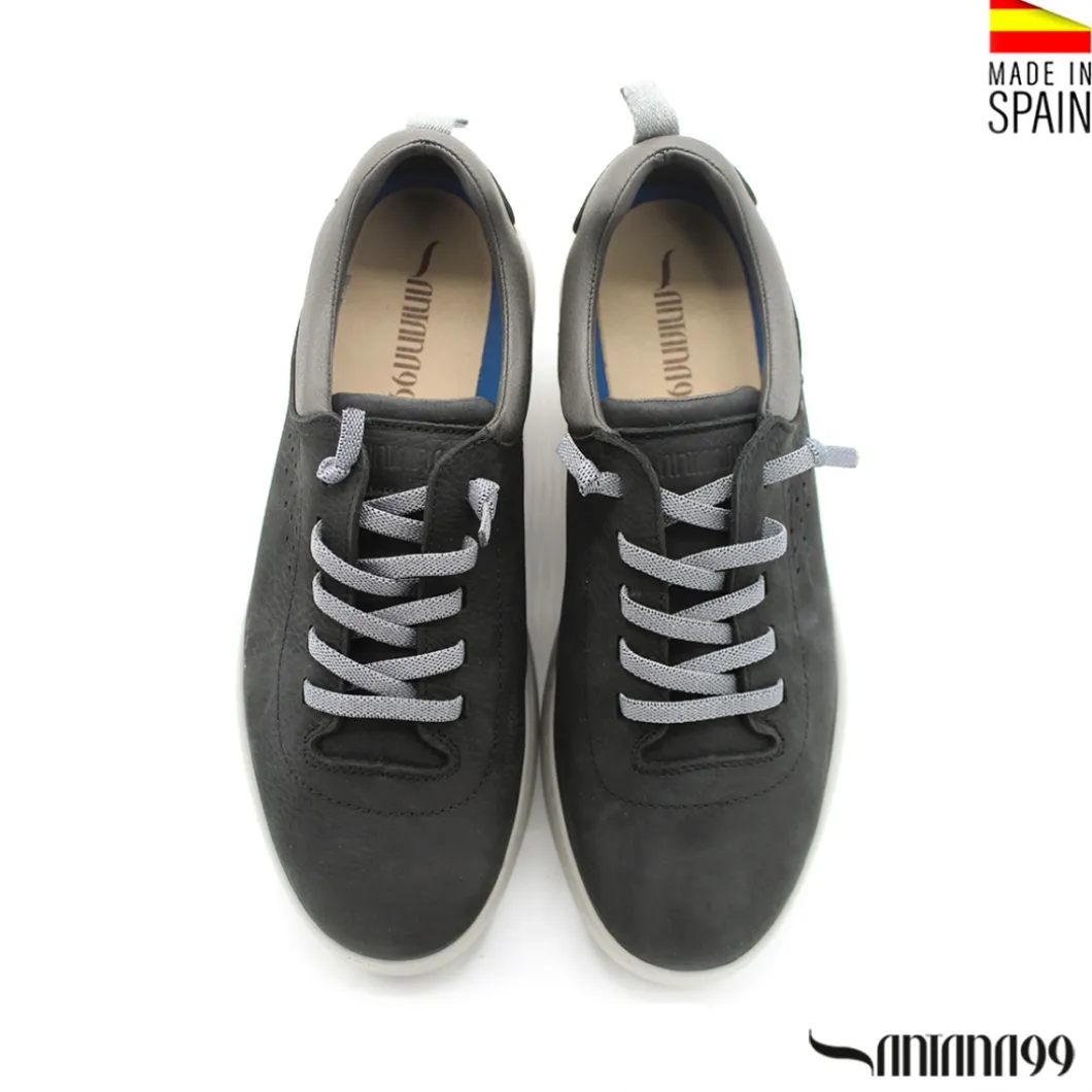 Zapato casual negro con cordón elástico