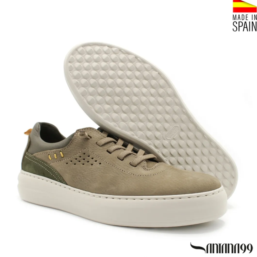 Zapato casual verde con cordón elástico