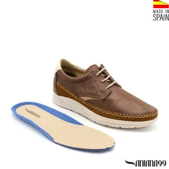 Zapato con cordones de piel marrón